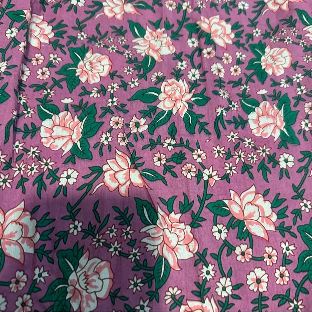 Mille Floral Purple Bottoms pants size large NWT wide leg light cotton - Picture 2 of 7